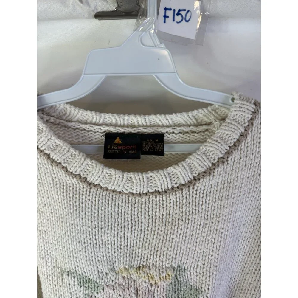 Vintage 90s Cottagecore Baby Sweater Floral Knit Cropped - Picture 4 of 7